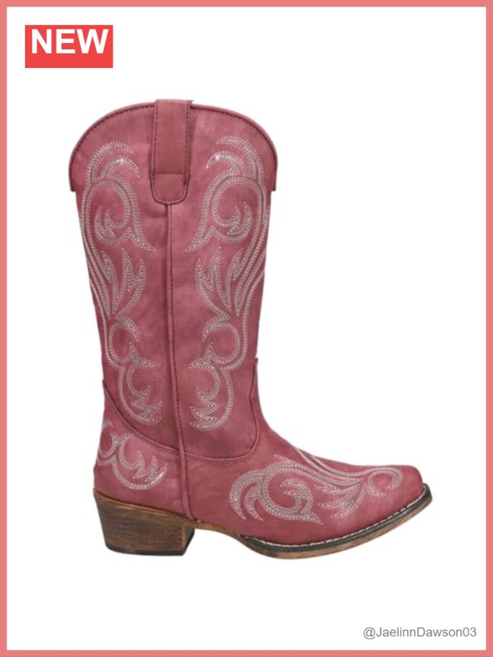 Faux Leather Embroidered Snip Toe Mid Calf Pull On Boots Low Heel